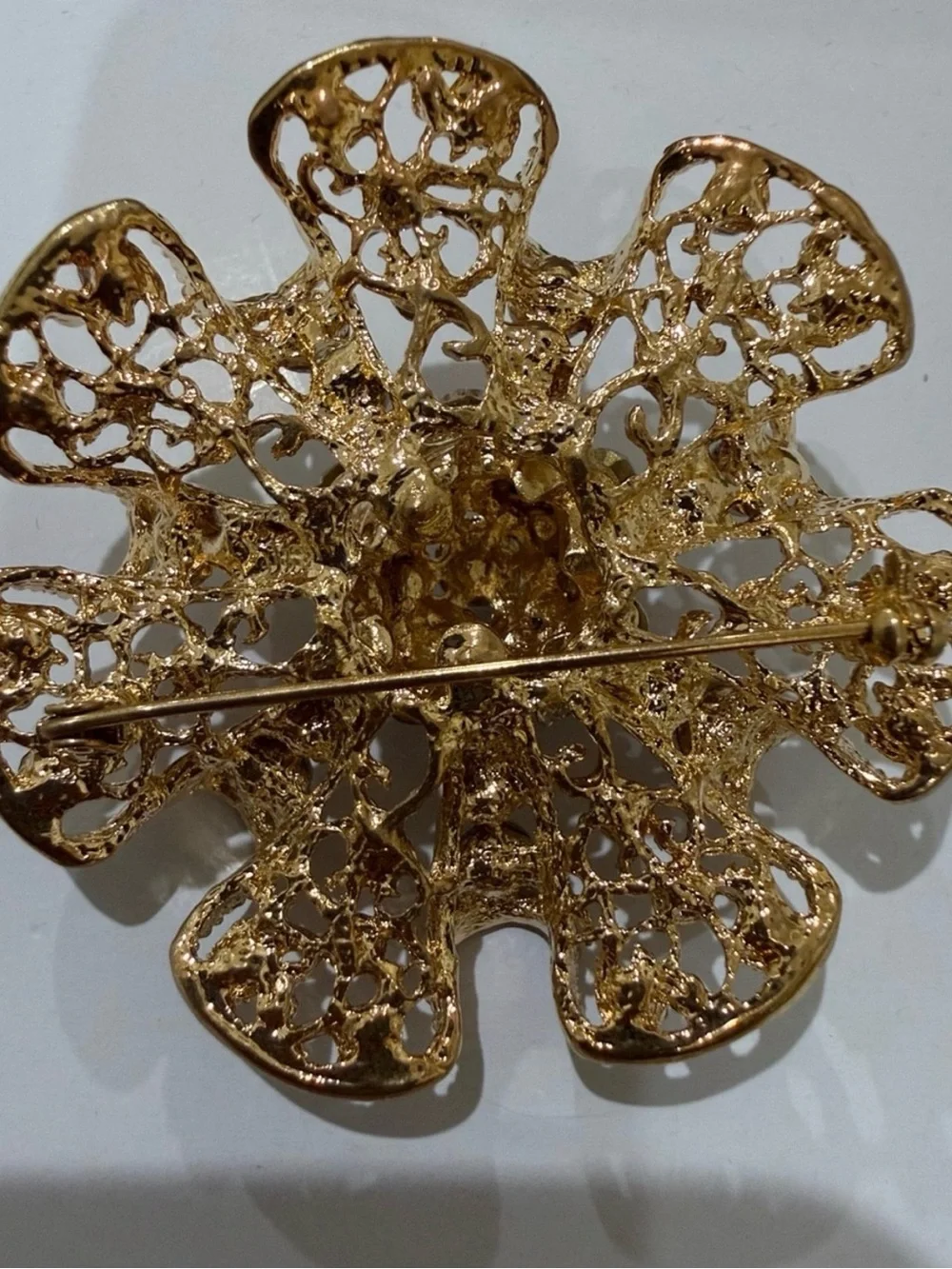 Gold-Tone Crystal Floral Brooch - Women's Statement evening Brooches